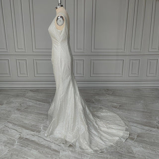 V - Neck Sheath Wedding Dress - Diva Melody