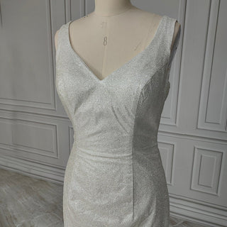 V - Neck Sheath Wedding Dress - Diva Melody