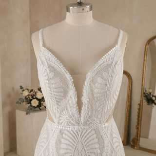 V-Neck Spaghetti Strap Bridal Gown - Diva Melody