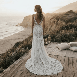 V-Neck Spaghetti Strap Bridal Gown - Diva Melody