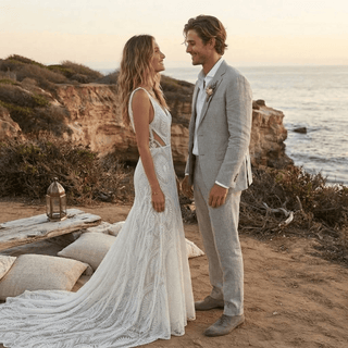 V-Neck Spaghetti Strap Bridal Gown - Diva Melody