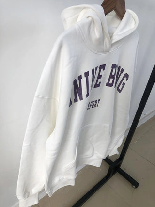 Velvet Letter Hooded Autumn Winter Pullovers Sweatshirts - Diva Melody