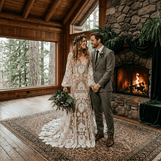Vintage Boho Lace Wedding Dress - Diva Melody
