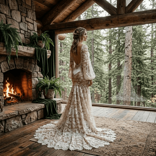 Vintage Boho Lace Wedding Dress - Diva Melody