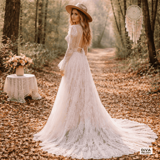 Vintage Boho Wedding Dress - Diva Melody