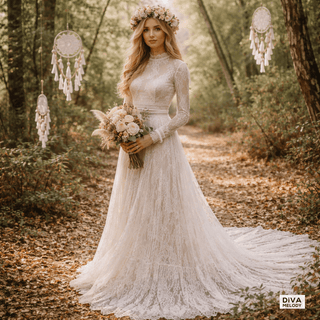 Vintage Boho Wedding Dress - Diva Melody