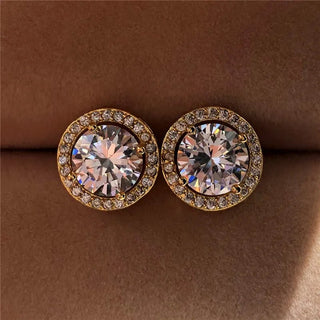 Vintage Crystal Round Stud Earrings - Diva Melody