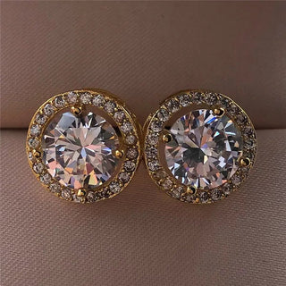 Vintage Crystal Round Stud Earrings - Diva Melody