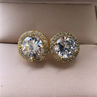 Vintage Crystal Round Stud Earrings - Diva Melody