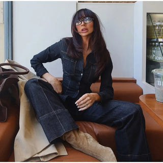 Vintage Denim Jacket & Jeans Set - Diva Melody