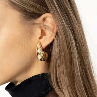 Vintage Gold Plated Chunky Teardrop Earrings - Diva Melody