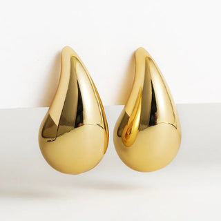 Vintage Gold Plated Chunky Teardrop Earrings - Diva Melody