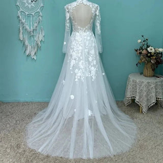 Vintage High Neck Wedding Dress - Diva Melody