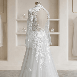 Vintage High Neck Wedding Dress - Diva Melody