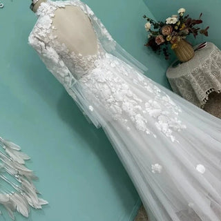 Vintage High Neck Wedding Dress - Diva Melody