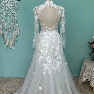 Vintage High Neck Wedding Dress - Diva Melody