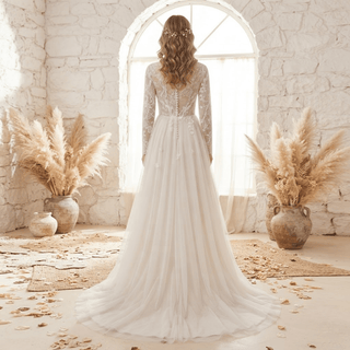 Vintage-Inspired Boho Wedding Dress - Diva Melody