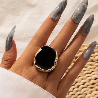 Vintage Irregular Punk Black Geometric Alloy Rings Jewelry - Diva Melody