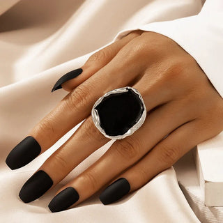 Vintage Irregular Punk Black Geometric Alloy Rings Jewelry - Diva Melody