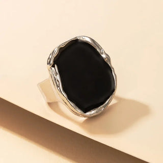 Vintage Irregular Punk Black Geometric Alloy Rings Jewelry - Diva Melody