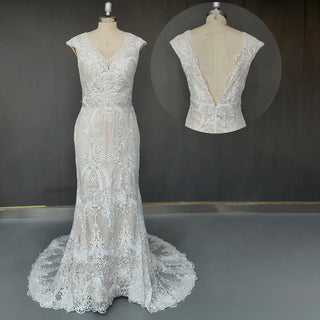 Vintage Lace Boho Wedding Dress - Diva Melody