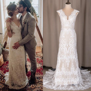 Vintage Lace Boho Wedding Dress - Diva Melody