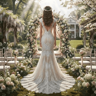 Vintage Lace Boho Wedding Dress - Diva Melody