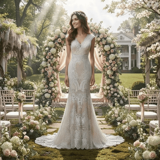 Vintage Lace Boho Wedding Dress - Diva Melody