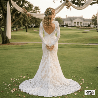 Vintage Lace Wedding Dress - Diva Melody