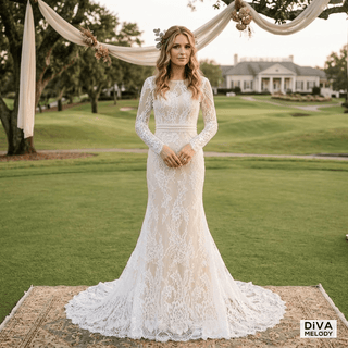 Vintage Lace Wedding Dress - Diva Melody