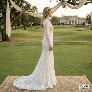 Vintage Lace Wedding Dress - Diva Melody