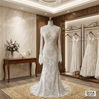 Vintage Long Sleeve Bridal Gown - Diva Melody