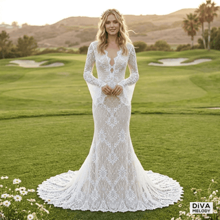 Vintage Long Sleeve Bridal Gown - Diva Melody