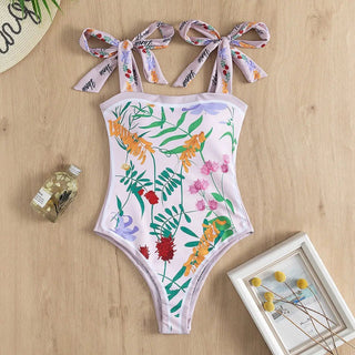 Vintage Printed Double - sided Wear Swimming Bandage One Piece Swimsuit - Diva Melody