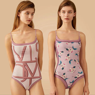 Vintage Printed Double - sided Wear Swimming Bandage One Piece Swimsuit - Diva Melody