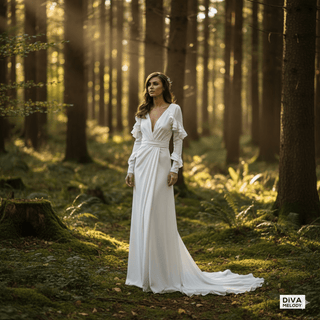 Vintage Square Neck Wedding Dress - Diva Melody