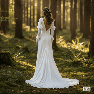 Vintage Square Neck Wedding Dress - Diva Melody