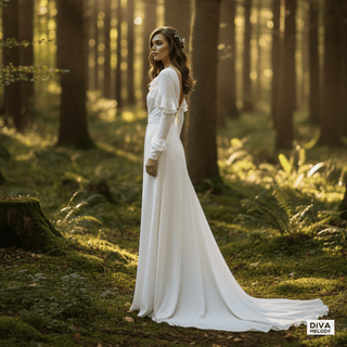 Vintage Square Neck Wedding Dress - Diva Melody
