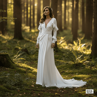 Vintage Square Neck Wedding Dress - Diva Melody