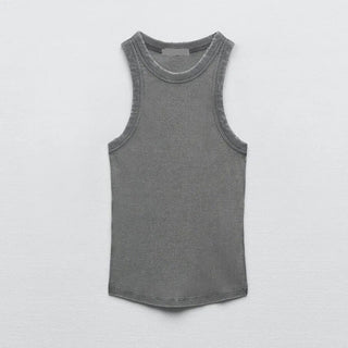 Wash Rib Simple Retro Vintage Tank Top - Diva Melody