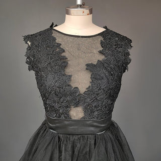 Whimsical Black Tulle Lace Bridal Gown - Diva Melody