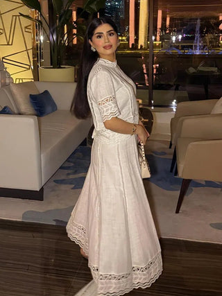 White Crochet Skirt Suit Set - Diva Melody