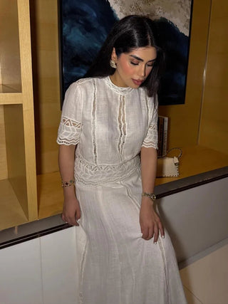 White Crochet Skirt Suit Set - Diva Melody