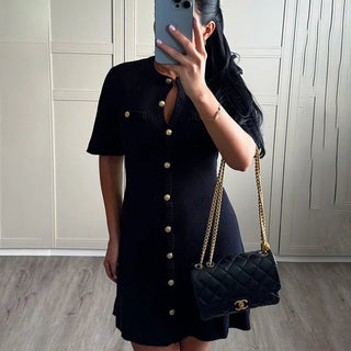 White Elegant Knitted Mini Dress - Diva Melody