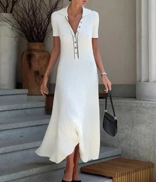 White Knitted Short Elegant Knitwear Dress - Diva Melody