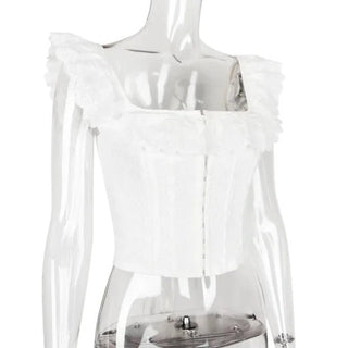 White Lace Ruffle Crop Top - Diva Melody