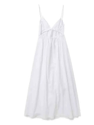 White Long Open Back Dress - Diva Melody