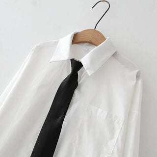 White Long Sleeve Casual Shirt - Diva Melody