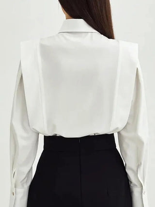 White Shirt Women Elegant Office Lady Solid Long Sleeve Shirt Blouse Tops - Diva Melody