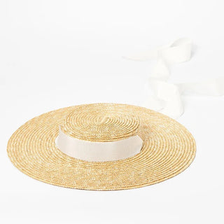 Wide Brim Boater Straw Hat - Diva Melody